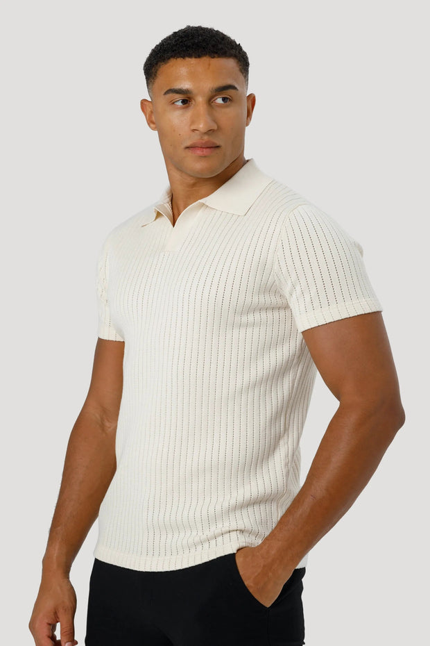 THE ALONSO SHORT SLEEVE POLO - OAT MILK