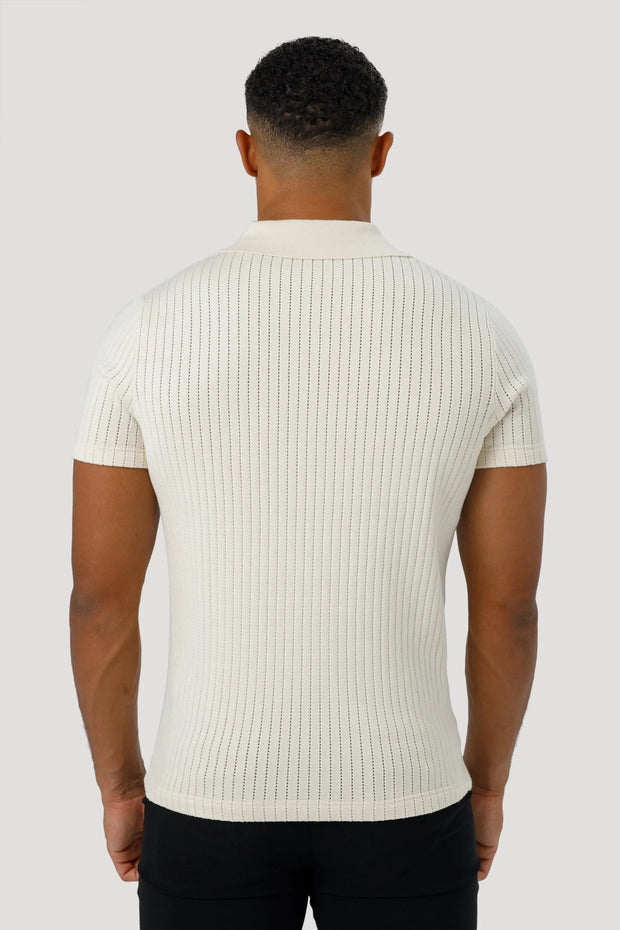 THE ALONSO SHORT SLEEVE POLO - OAT MILK