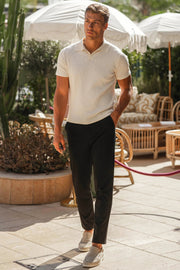 THE ALONSO SHORT SLEEVE POLO - OAT MILK